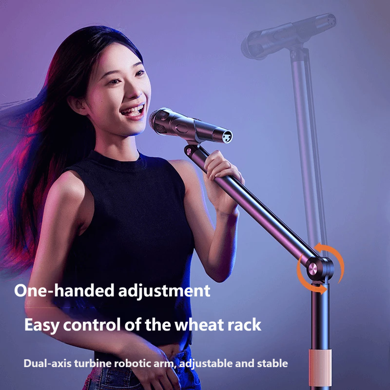 Floor Microphone Stand, Adjustable Boom Arm, 93-135cm Height, Heavy Round Base
