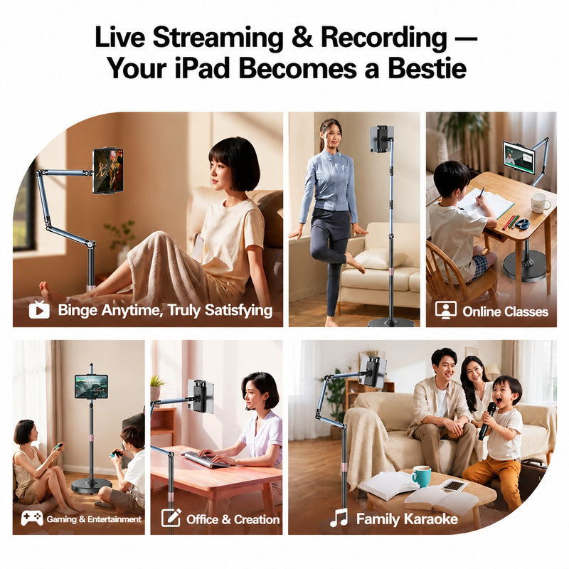 Floor tablet stand, multi-scene usage, ideal for live stream and online class