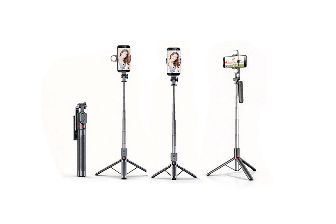 Bluetooth Selfie Stick Tripod with Fill Light for Travel & Vlogging