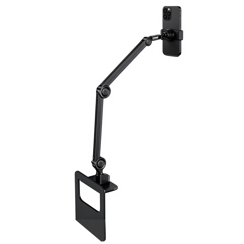 Bedside phone arm stand, flexible multi-joint, stable bed head mount