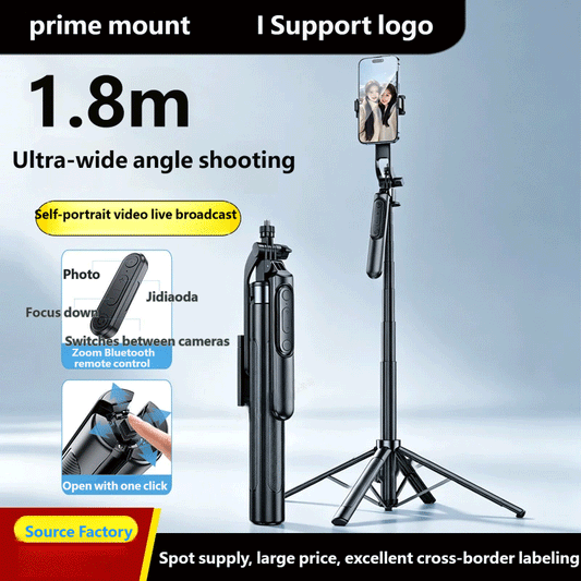 1.8m Selfie Stick Tripod with Bluetooth Remote, 6-Axis Anti-Shake Gimbal, One-Key Open Stand for Phone