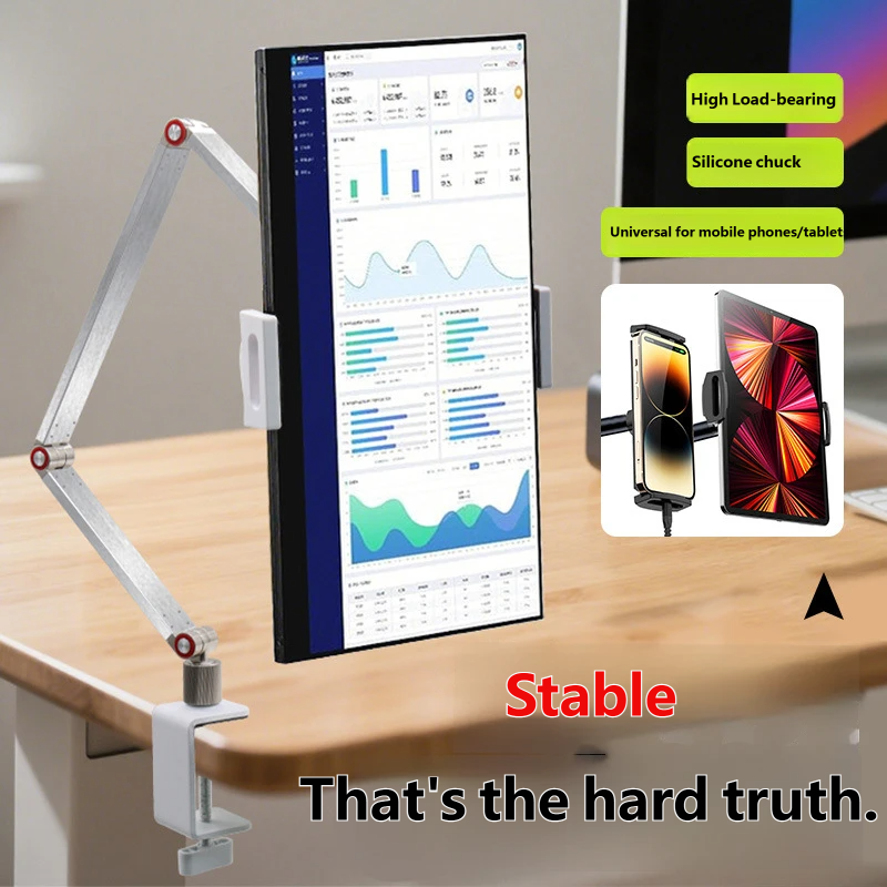 3-Arm Tablet Phone Desk Mount, Adjustable iPad Holder Stand