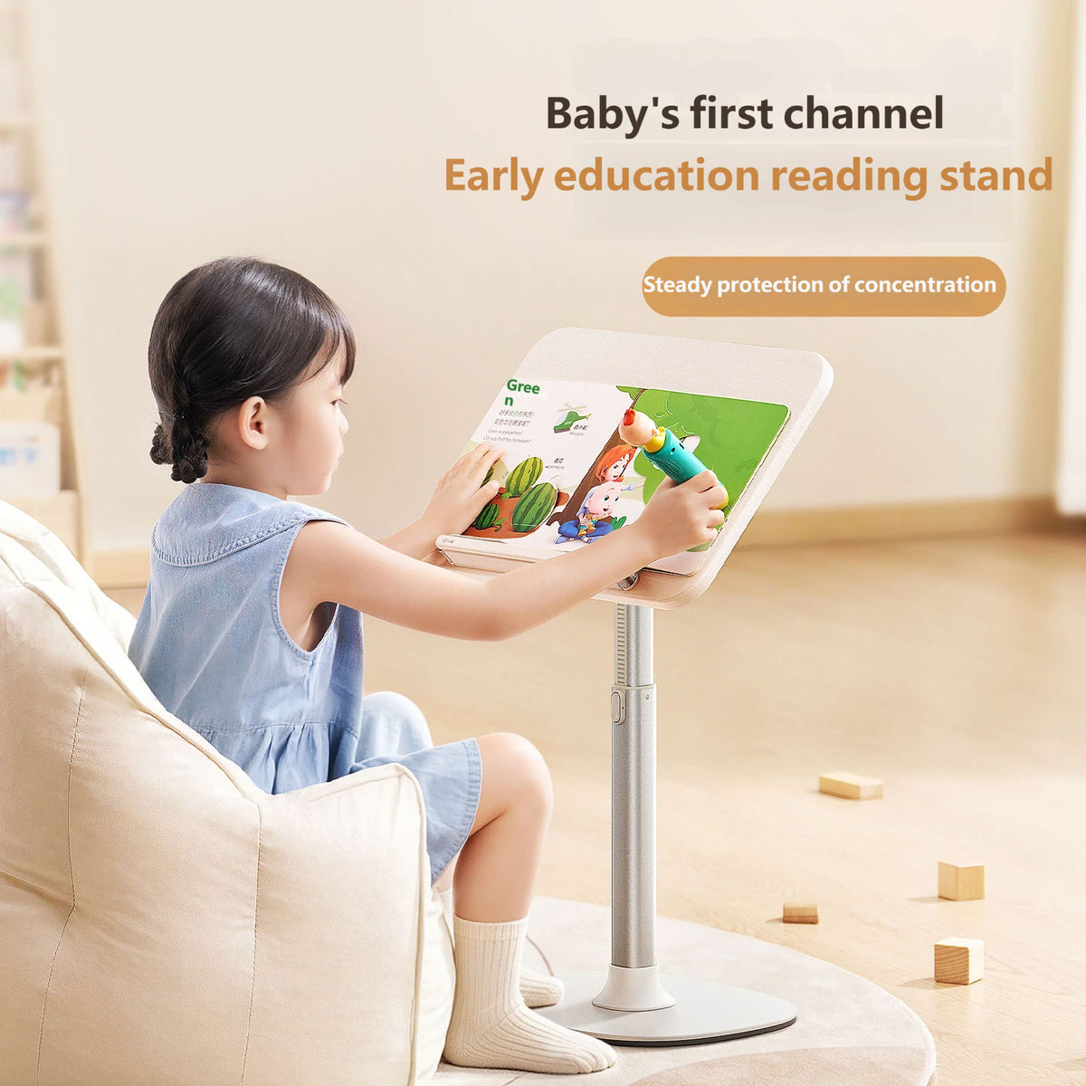 Adjustable Kids Book Reading Stand, Desktop Book & Tablet Holder