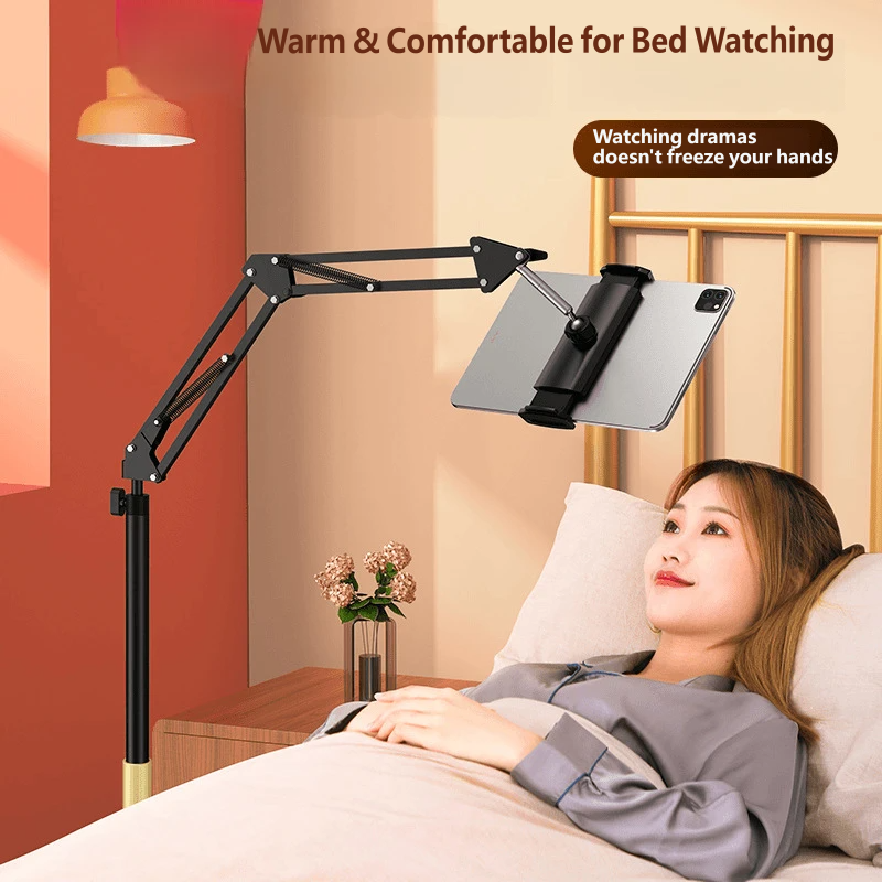 Floor Tablet Stand, Adjustable Arm Phone Holder for Bed Sofa