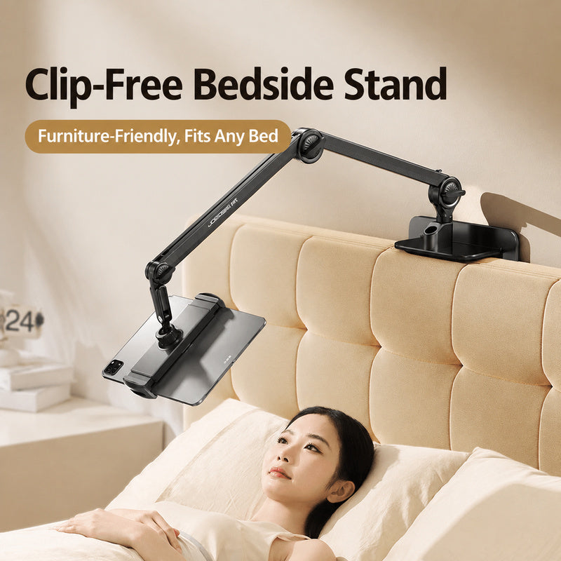 Clip-free bedside tablet stand, easy installation, lying viewing friendly