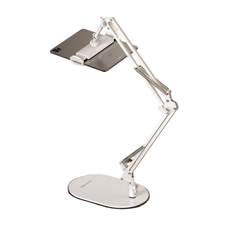 Desktop Long Arm Tablet Stand, multi-angle adjustable, sturdy weighted base