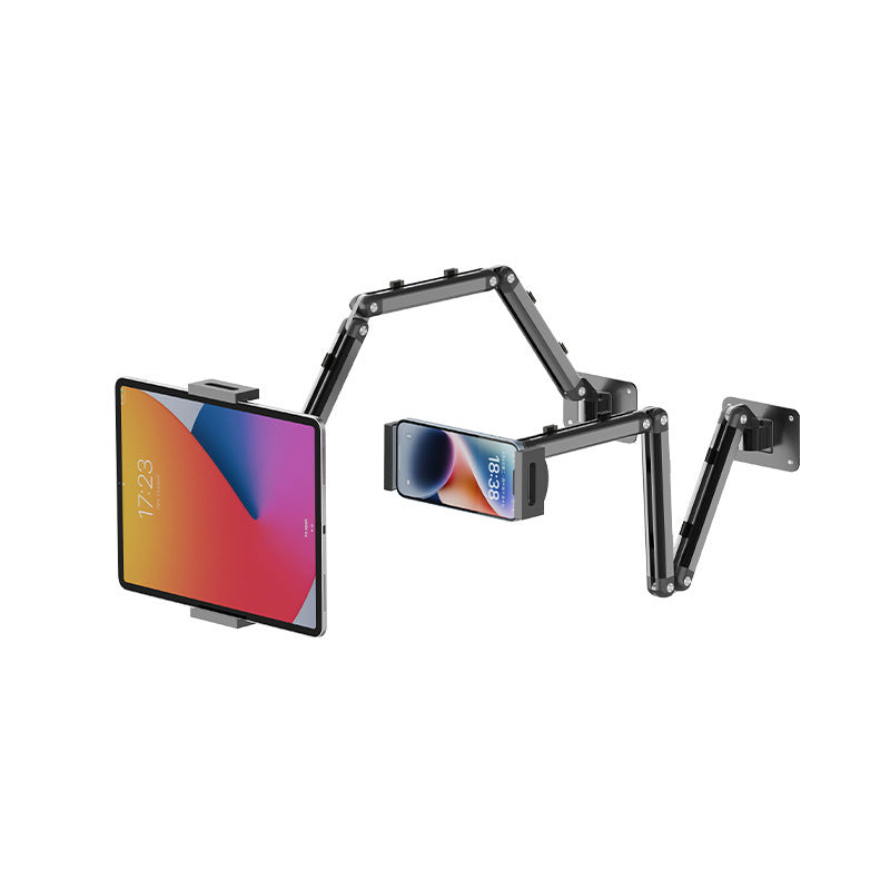 Dual 9-axis mechanical arm wall mount, universal tablet and phone holder