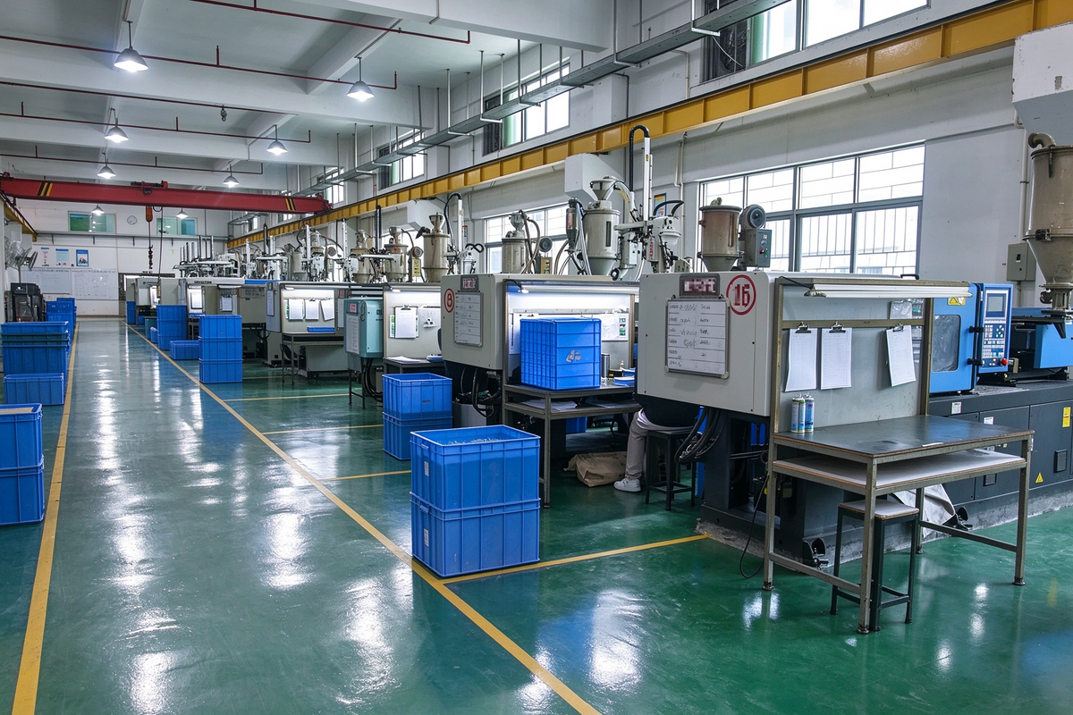 Injection molding production line at the Prime Mount factory