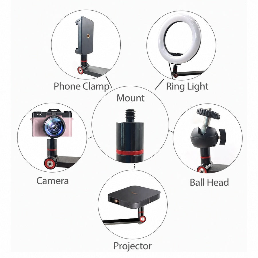 Multi-purpose stand mount, multi-device use, compatible with camera phone projector