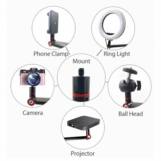 Multi-purpose stand mount, multi-device use, compatible with camera phone projector