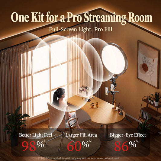 Live streaming ring light and adjustable phone holder