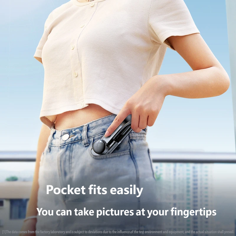 Mini Anti-Shake Phone Gimbal Selfie Stick, Foldable 16.5cm-82cm, Tripod & Bluetooth Remote