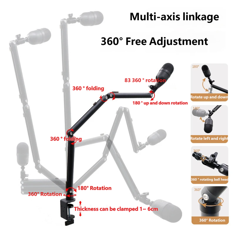 Desk Clamp Microphone Boom Arm Stand