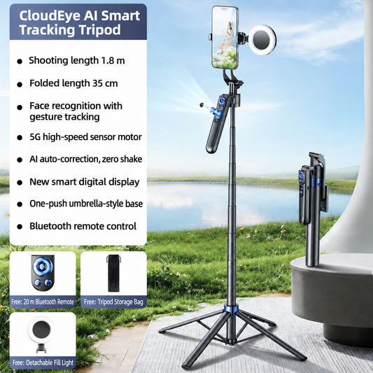 AI tracking phone tripod, auto face follow, with fill light