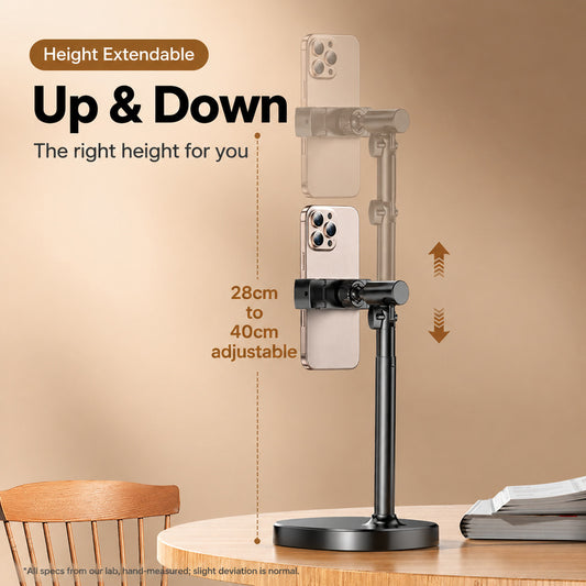 Telescopic phone holder extended for overhead filming