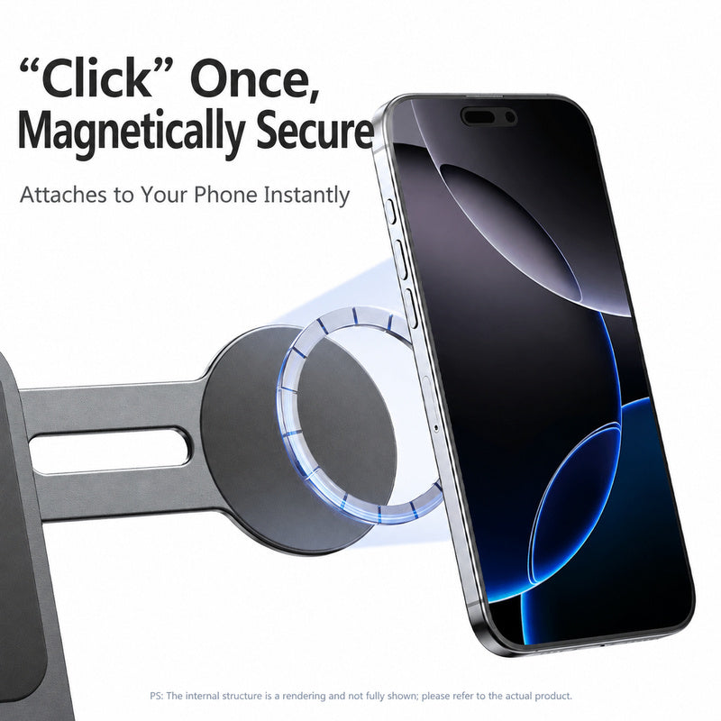 Magnetic phone holder for tablet stand, one-click attach, strong magnetic grip