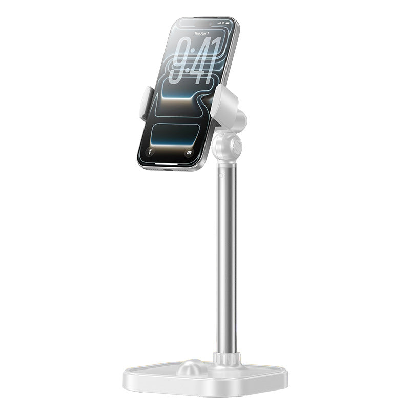 Black dual-device stand with height adjustment and weighted base