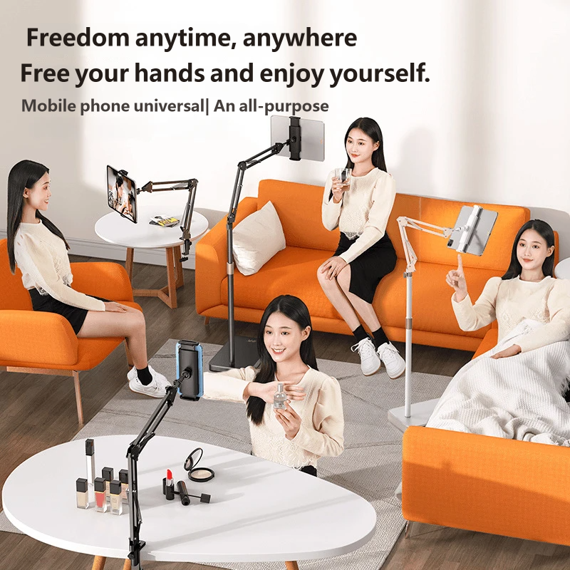 Floor Tablet Stand, Adjustable Arm Phone Holder for Bed Sofa