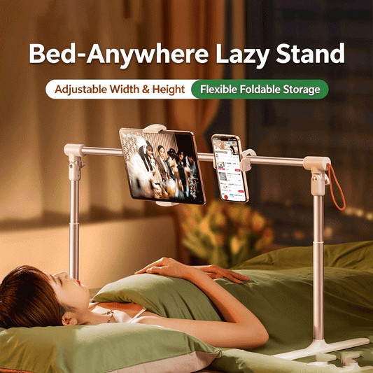 Adjustable Floor Phone Tablet Stand Foldable Lazy Bed Holder for Bedroom Sofa Dual Screen Use - main product view