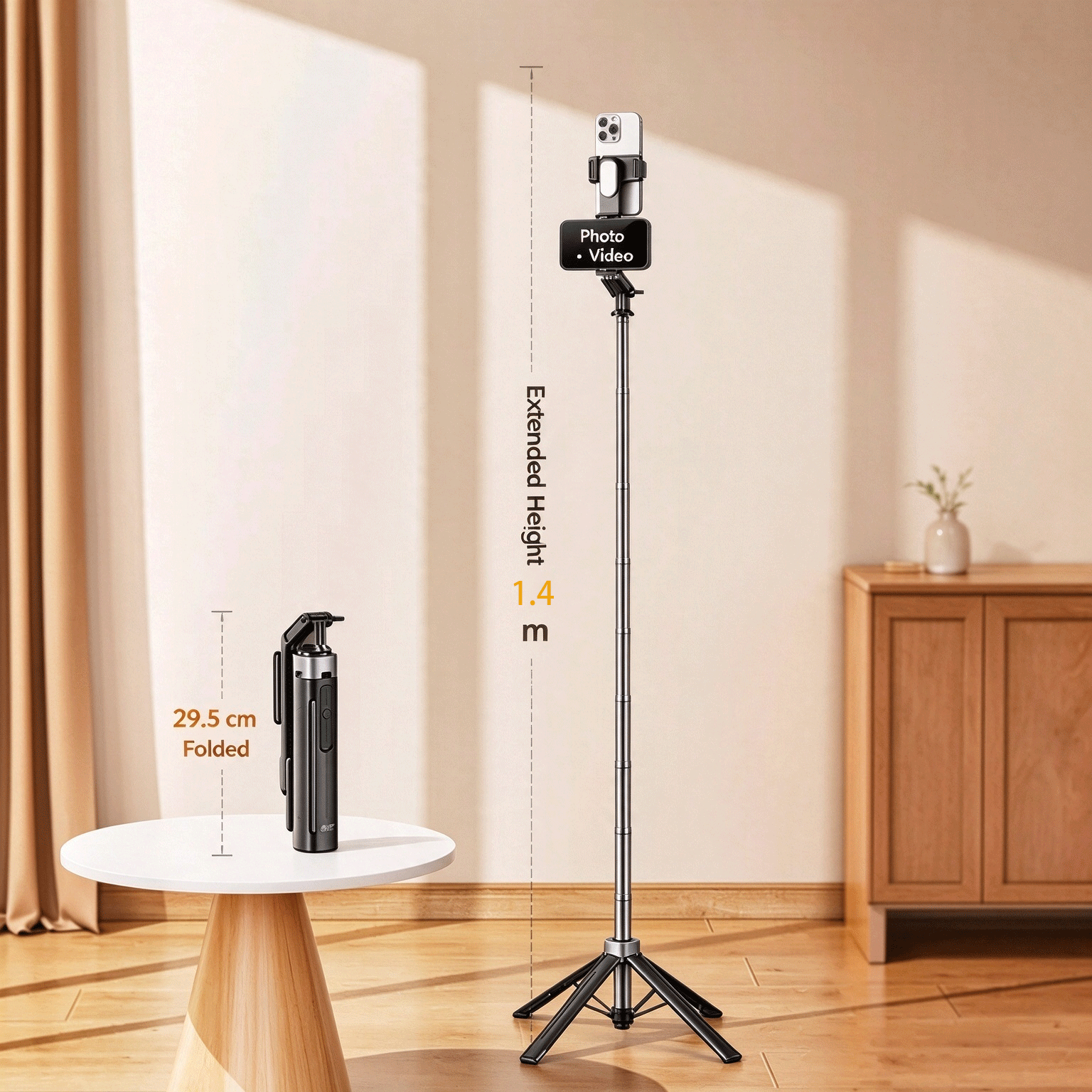 Portable teleprompter tripod extended for live streaming