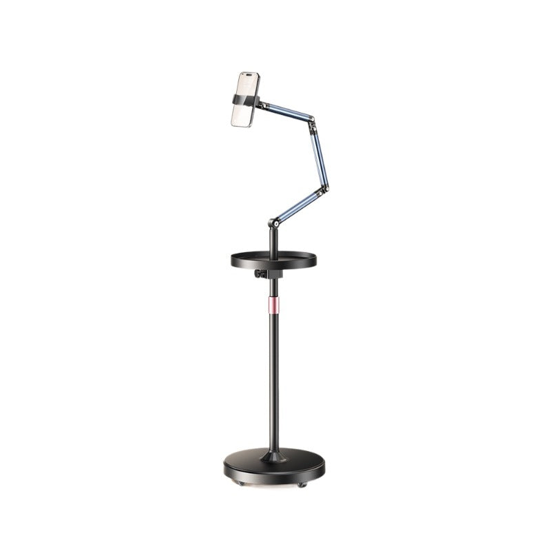 Floor tablet phone stand, height adjustable, flexible rotating arm