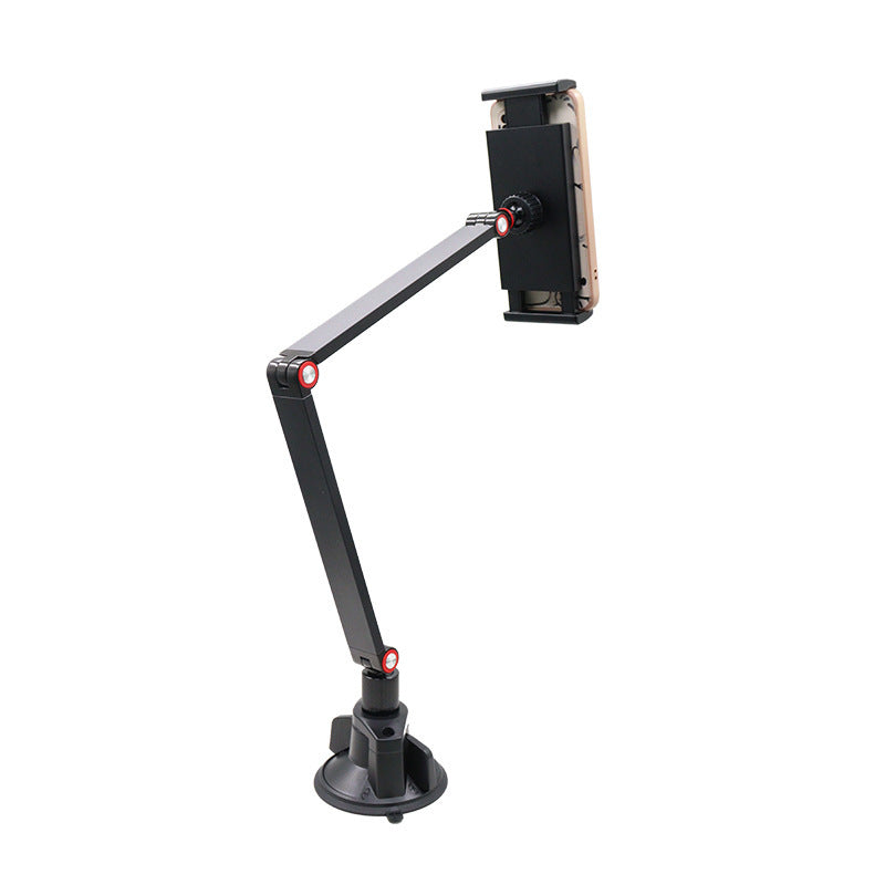 Foldable multi joint overhead phone stand, adjustable arm phone holder with suction cup base