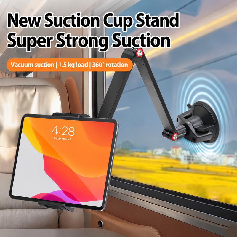 Car window suction cup tablet stand, 360 degree rotation mount with strong vacuum suction, holds up to 1.5kg