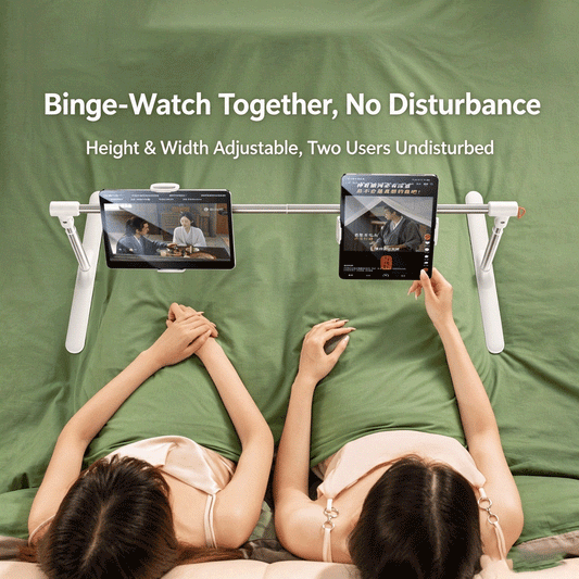 Adjustable Floor Phone Tablet Stand Foldable Lazy Bed Holder for Bedroom Sofa Dual Screen Use - detail view showing structure