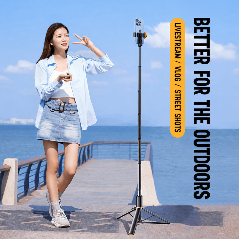 1.6m aluminum selfie stick tripod with Bluetooth remote