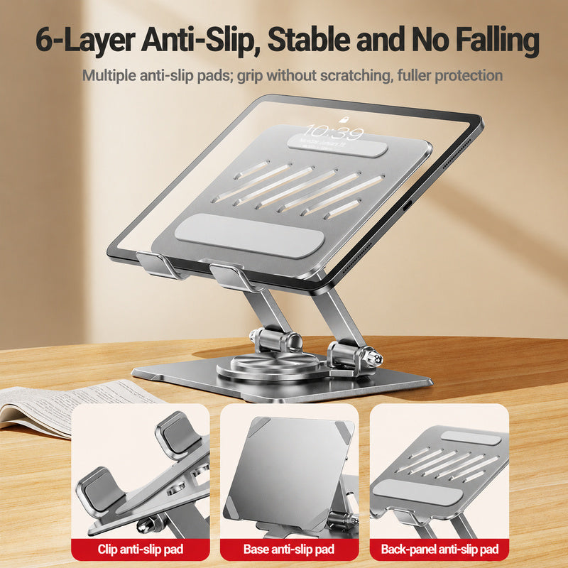 Carbon steel desk tablet stand folded for storage