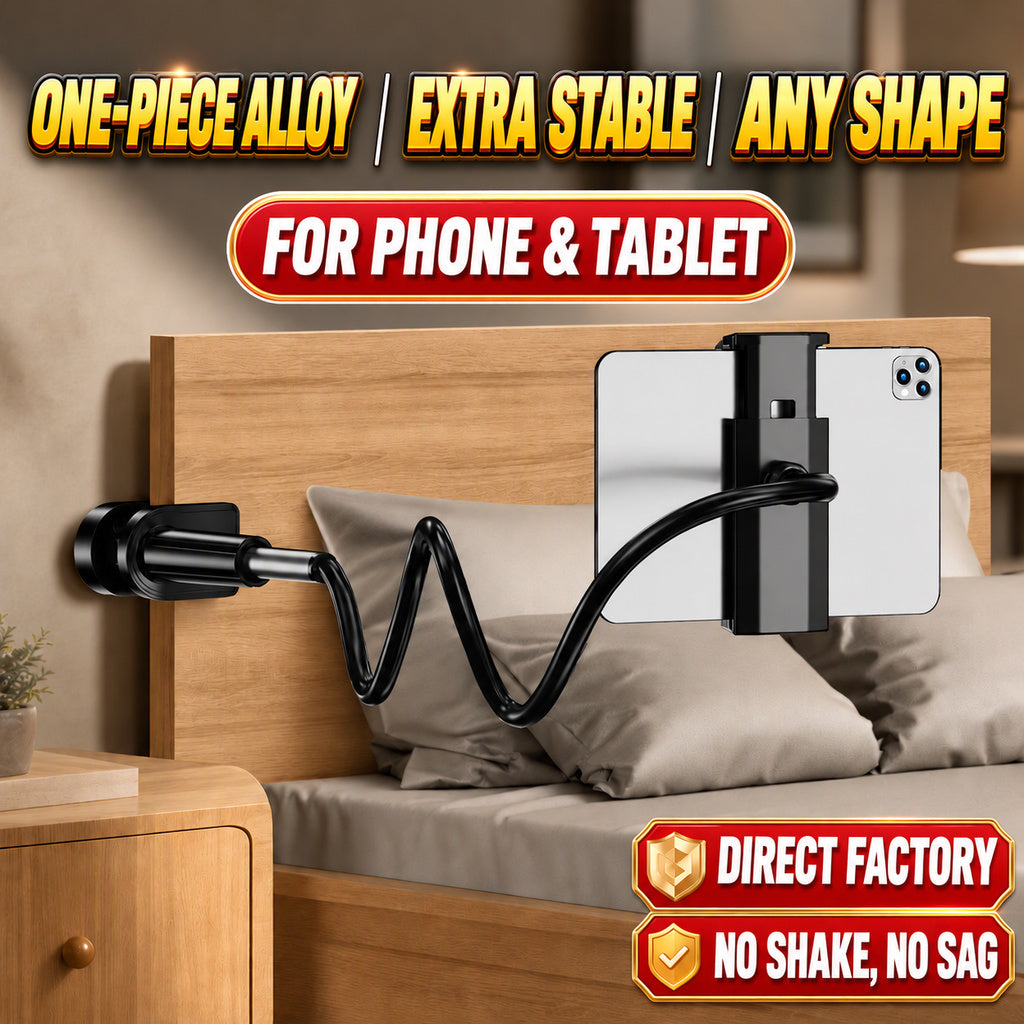 alloy gooseneck tablet holder, sturdy flexible arm for bed headboard