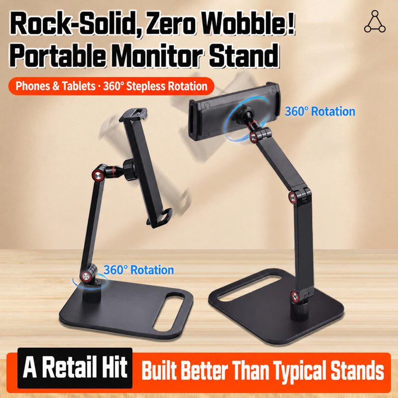 Portable Tablet Monitor Stand, 360 stepless rotation, multi angle adjustable