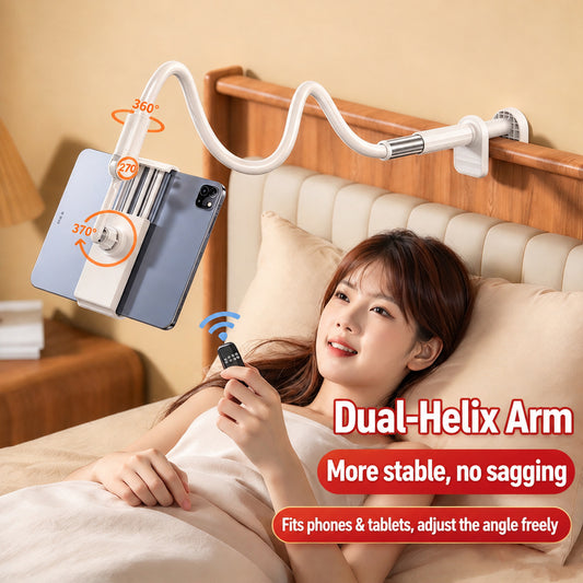 Gooseneck phone holder clamped beside a bed