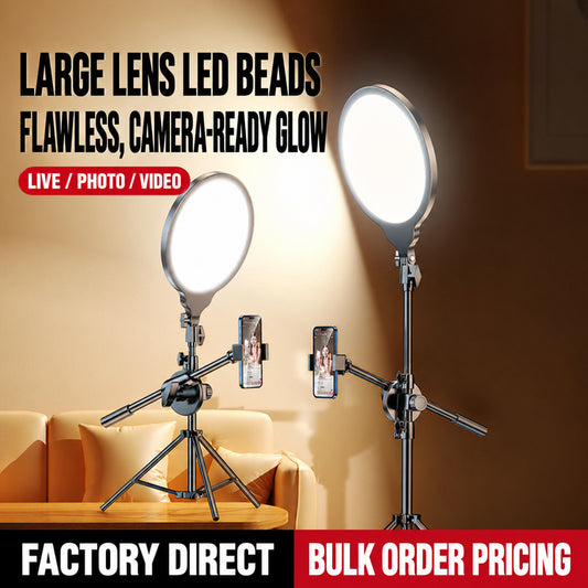 ring light tripod with side phone bracket for live streaming