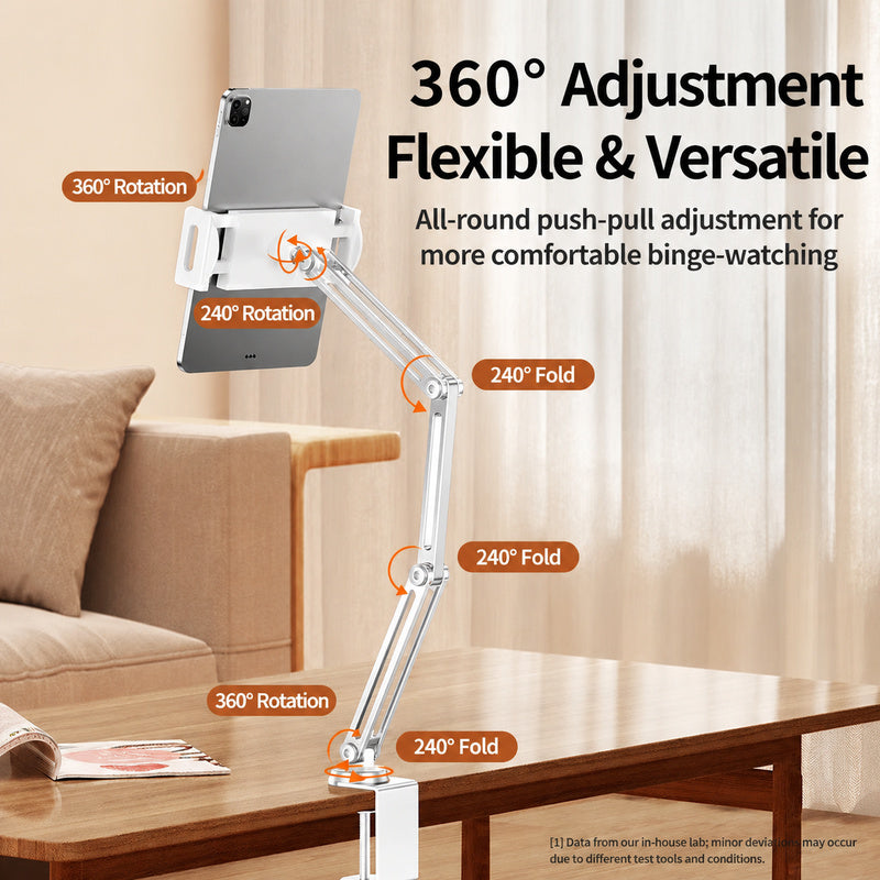 Tablet desk arm stand, 360 degree rotation, flexible multi-angle adjustment