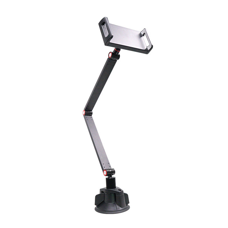 Vacuum Suction Tablet Stand, 360° Adjustable Dual Arm Tablet Holder for Desk, Bed, Car, Live Stream Overhead Shooting
