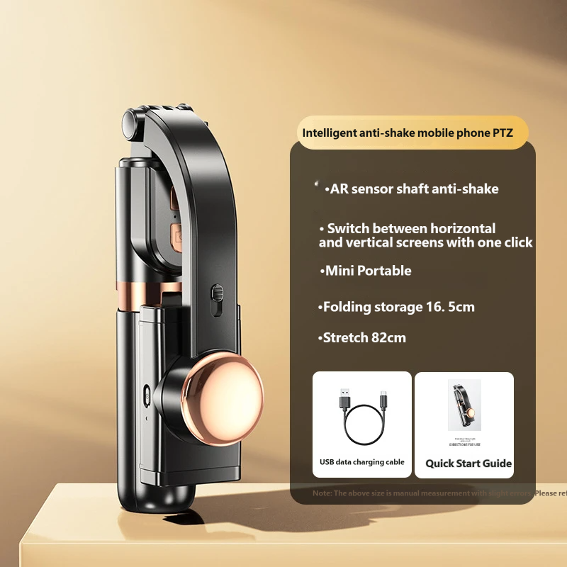 Mini Anti-Shake Phone Gimbal Selfie Stick, Foldable 16.5cm-82cm, Tripod & Bluetooth Remote
