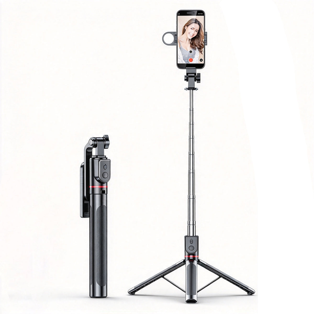 Prime Mount phone selfie stick, extendable tripod, anti-slip grip handle