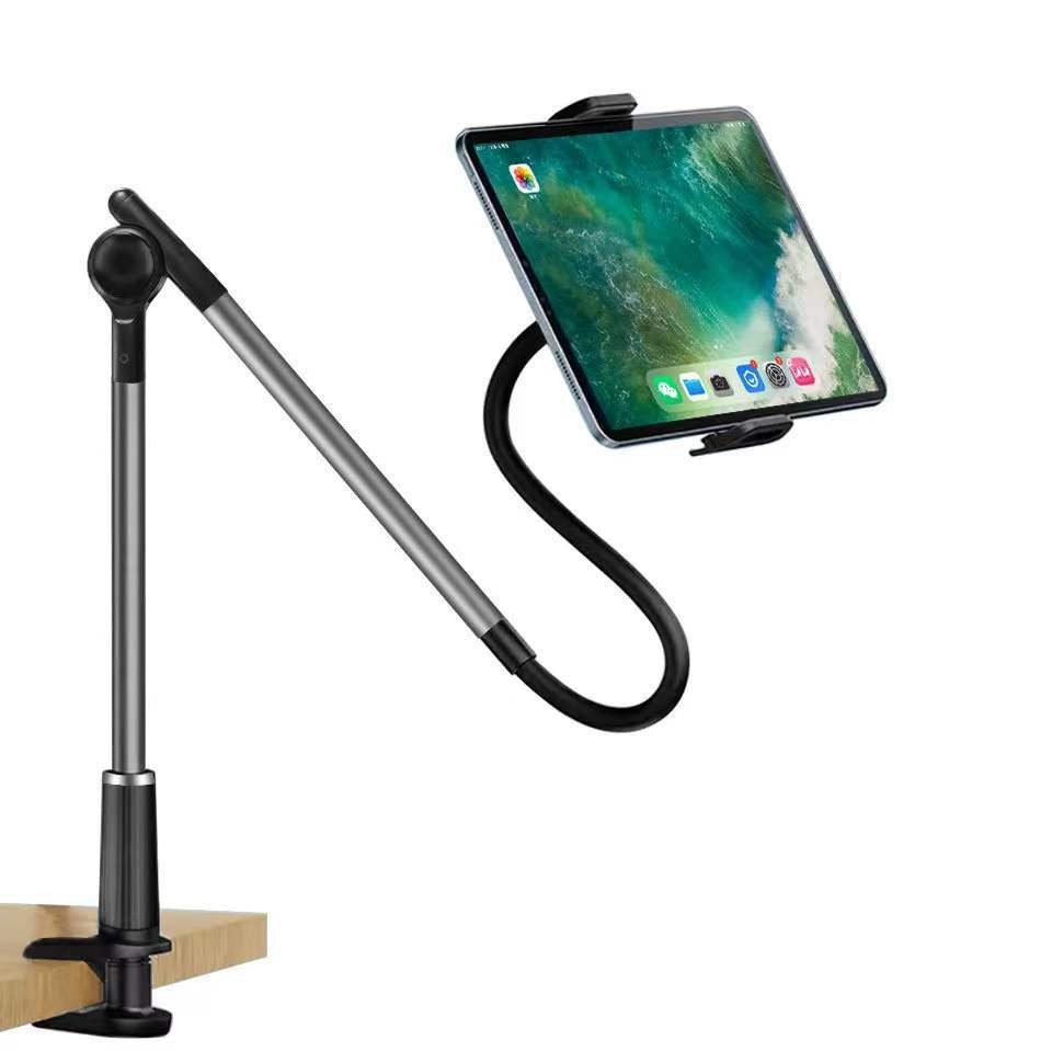 Cantilever Floor Tablet Phone Stand, Adjustable Multi-Joint Holder for Live Streaming & Overhead Shooting