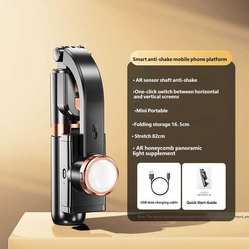 Mini Anti-Shake Phone Gimbal Selfie Stick, Foldable 16.5cm-82cm, Tripod & Bluetooth Remote