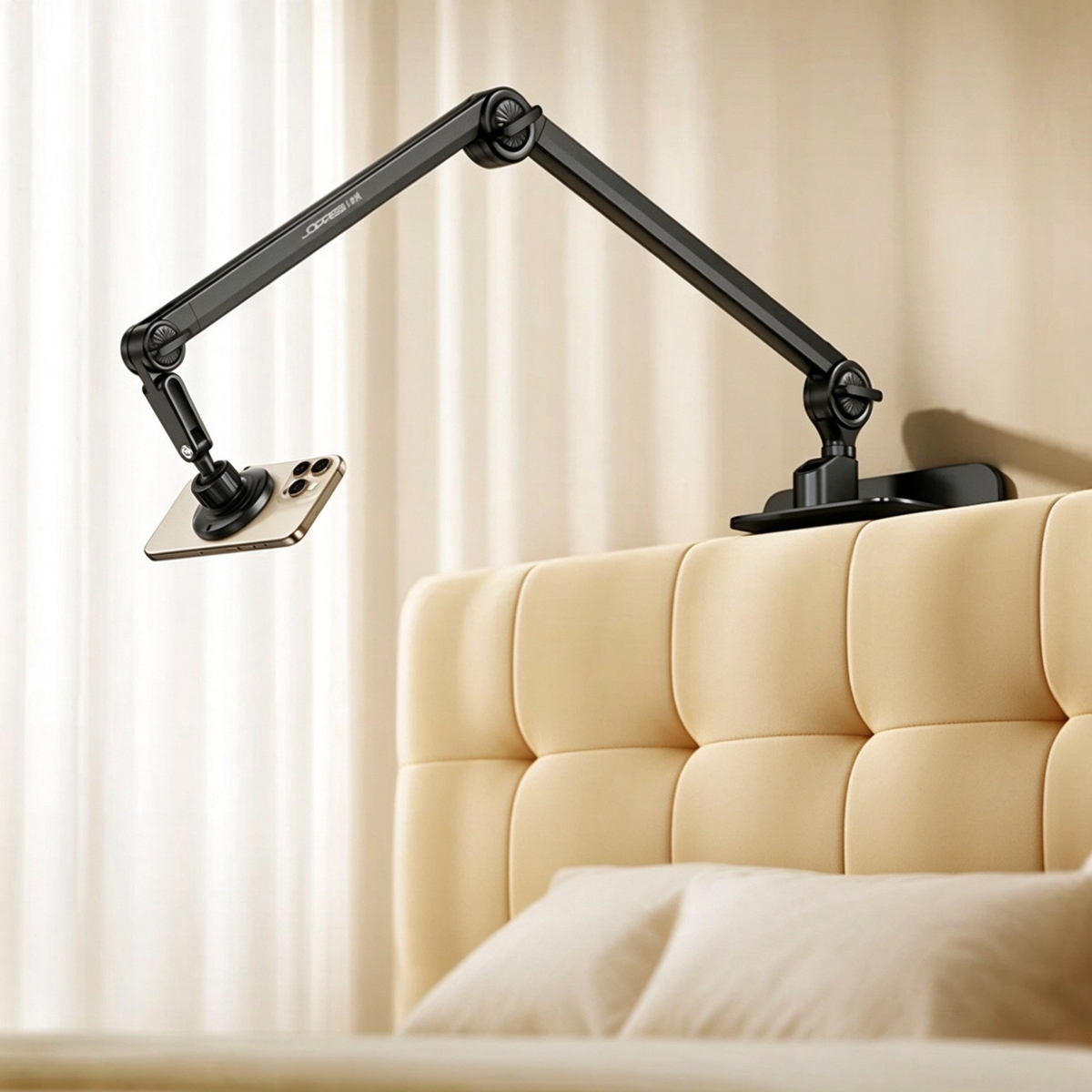 Bedside phone stand, 360° rotatable, magnetic suction mount